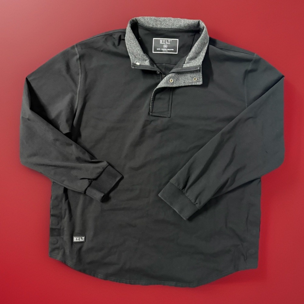 BYLT Elite Fairway Pullover Windbreaker Size 2XL Black Lightweight Golf Jacket
